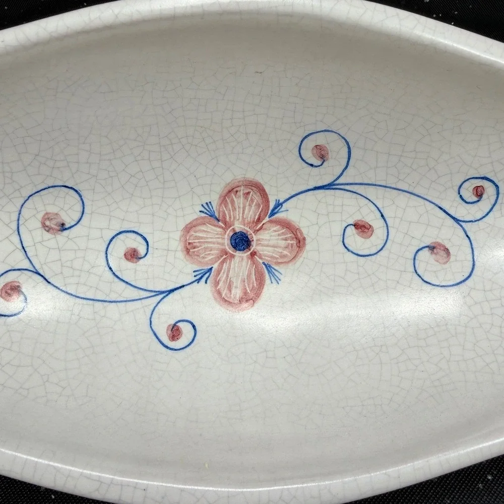 Fradelfio Italian Ceramic Floral Centerpiece Bowl Hand Painted Pierced 14 inch